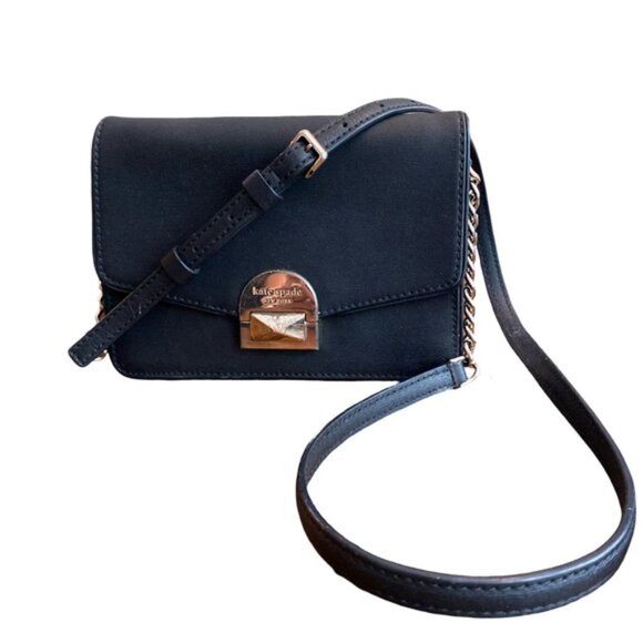 Kate Spade Neve Black Leather Crossbody Bag – Silver Hardware, Card Slots - Picture 2 of 11